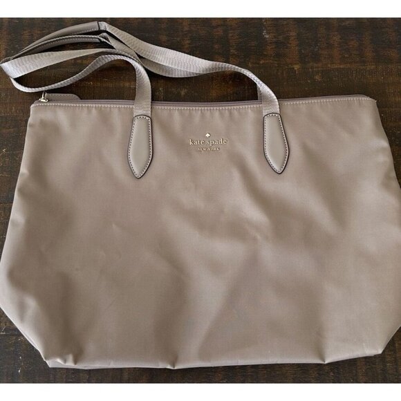 Kate Spade Kitt Large Nylon Tote Bag Nimbus Grey Gray Purse $299 MSRP - Picture 2 of 11